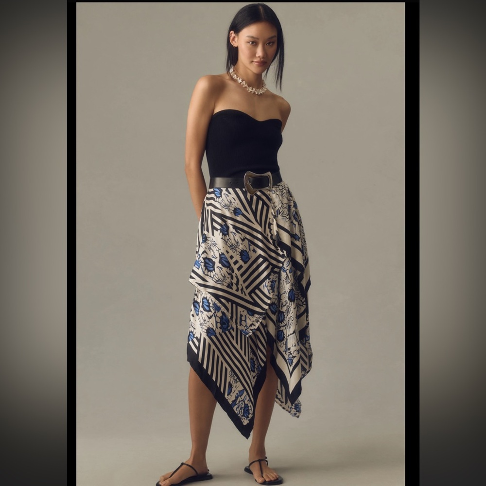 Anthropologie maeve silky asymmetrical midi skirt -Size S